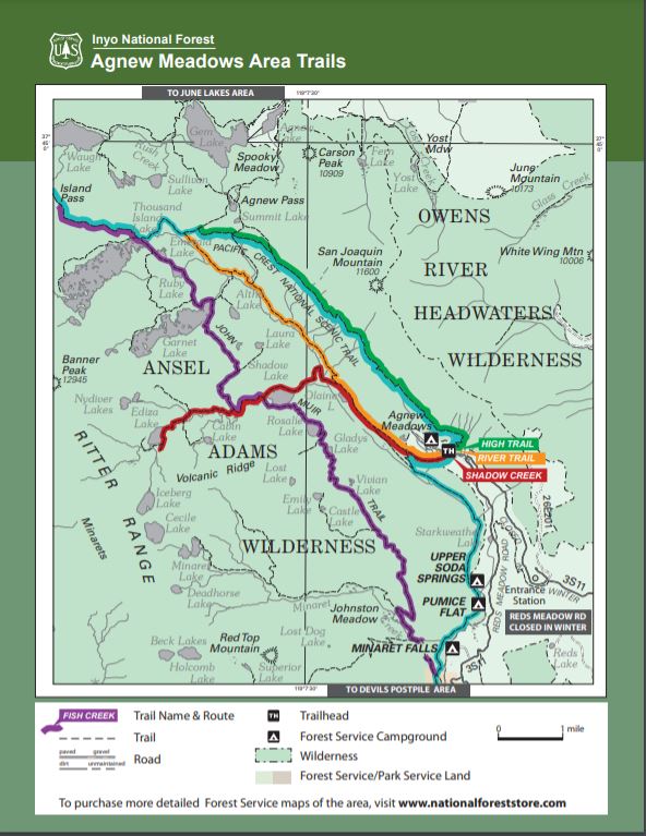 Agnew Meadow Area Trail Map | USFS
