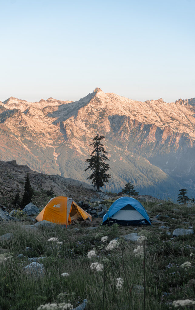 Trinity Alps Wilderness Backpacking. REI Tents Mountain Sunrise